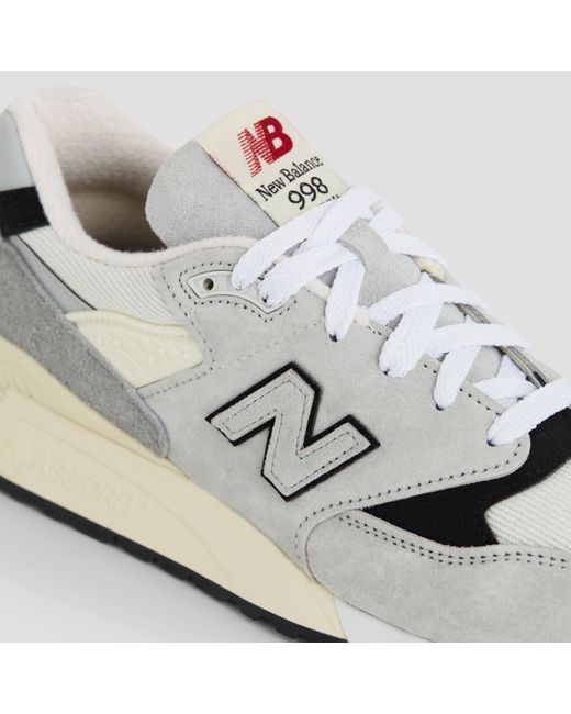 New Balance White Made In Usa 998 In Grey/black Leather
