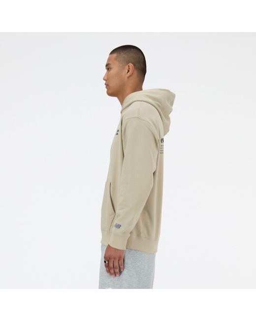 New Balance Athletics embroidered hoodie in Natural für Herren