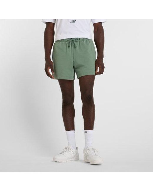New Balance Green Athletics French Terry Short 5" for men