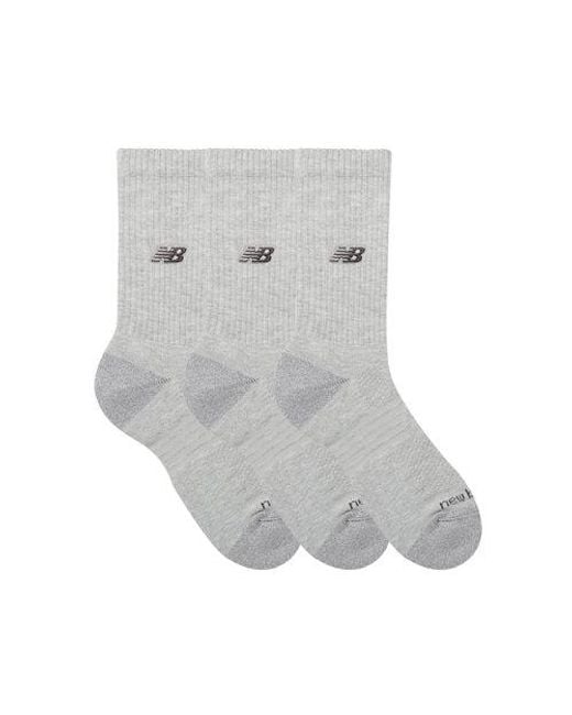 New Balance Gray Active Premium Crew 3 Pack Socks 3 Pack