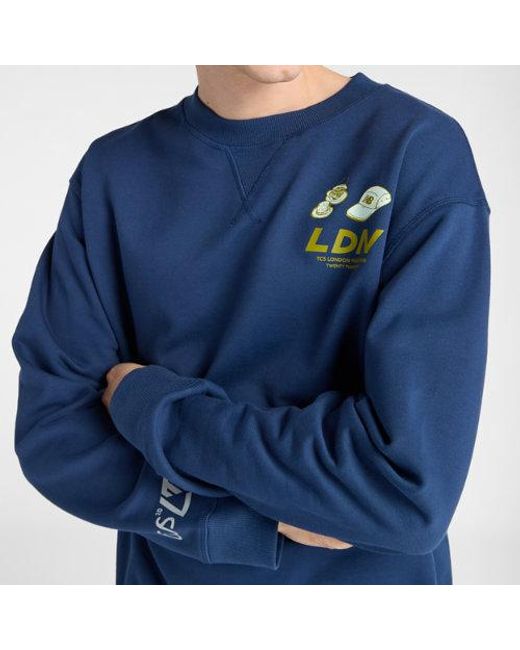 New Balance Blue London Edition Athletics Graphic French Terry Crew for men