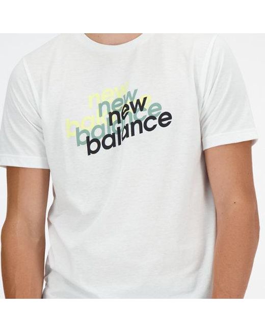 New Balance Sport Essentials Heathertech Graphic T-shirt In White Poly Knit for men