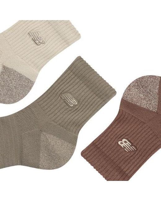 New Balance Brown Active Premium Qtr 3 Pack Socks 3 Pack