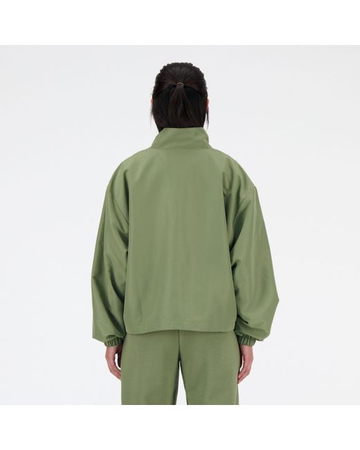 New Balance Sport Essentials Oversized Jacket In Green Polywoven
