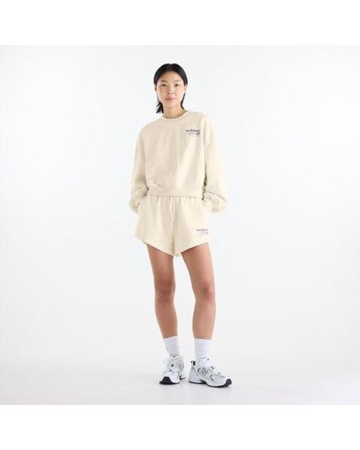New Balance White Trackside French Terry Crew
