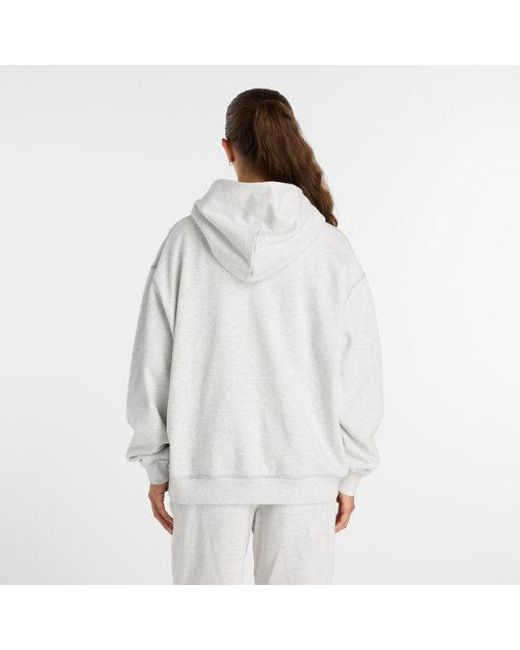 New Balance White Athletics French Terry Logo Hoodie
