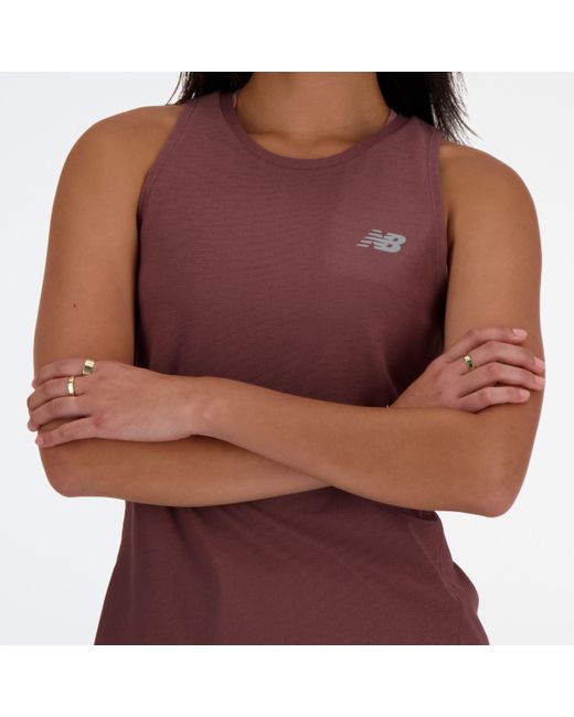 New Balance Red Jacquard Slim Tank In Brown Poly Knit
