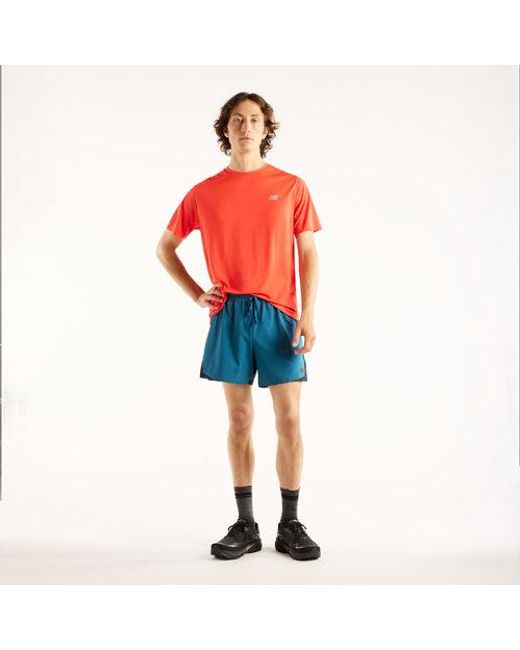 New Balance Red Athletics T-Shirt (Neo Flame Heather) Clothing for men