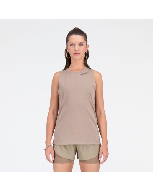 New Balance Natural Relentless Heathertech Tank In Brown Poly Knit