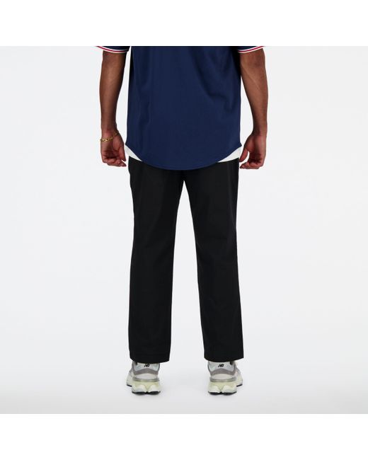 New Balance Twill Straight Pant 28" In Black Cotton Twill for men