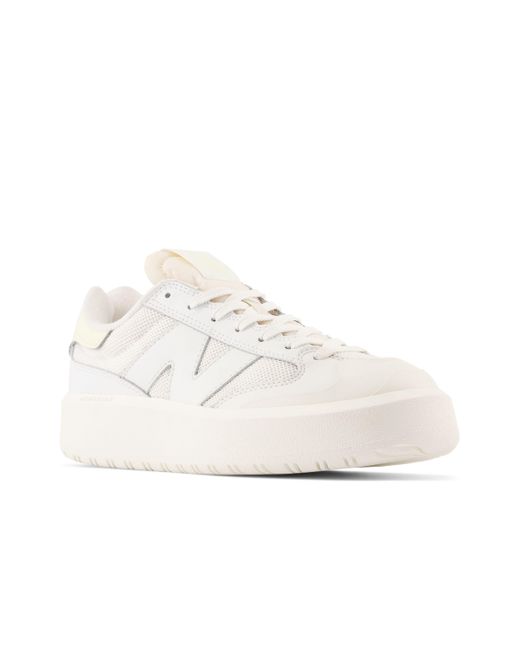 New Balance Ct302 In White/yellow Suede/mesh