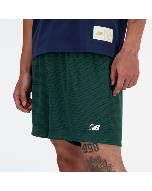 New Balance Blue Sport Essentials Mesh Short 5" In Green Poly Knit for men