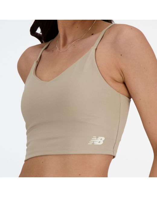 New Balance Natural Nb Harmony Light Support Sports Bra In Beige Poly Knit