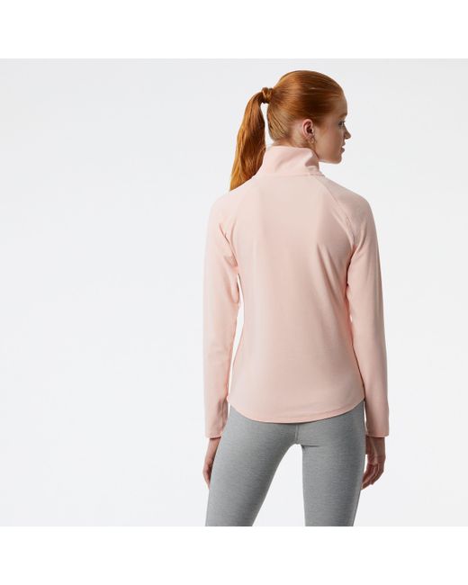 New Balance Natural Sport Spacedye 1/2 Zip In Pink Poly Knit