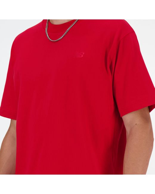 New Balance Athletics Cotton T-shirt in het Red voor heren