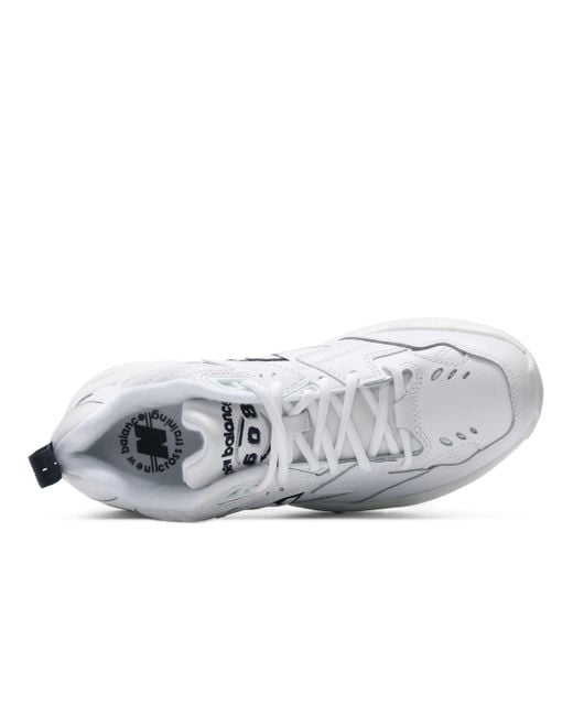 New Balance White Sneaker In Pelle E Tessuto Tecnico Con Para In Gomma E Logo Laterale for men