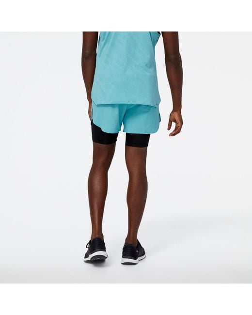 New Balance Blue Q Speed 5 Inch 2 In 1 Short In Polywoven for men