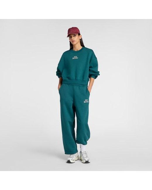 New Balance Green Trackside Fleece Crew