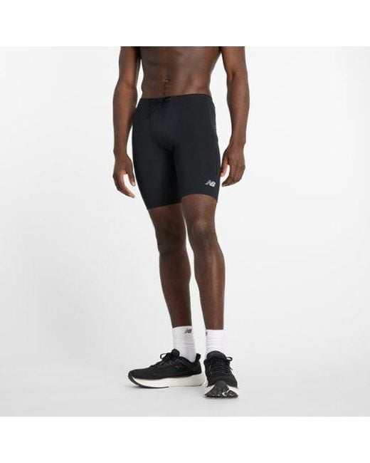 New Balance Nb Sleek Pocket Half Tight 9" In Black Poly Knit for men