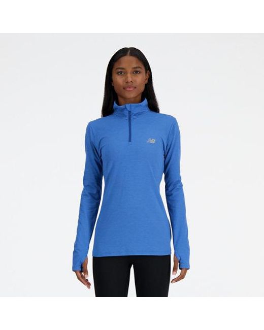 Femme Sport Essentials Space Dye Quarter Zip En, Poly Knit, Taille New Balance en coloris Blue