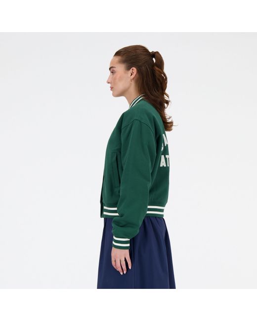 New Balance Blue Sportswear's Greatest Hits Varsity Jacket In Cotton