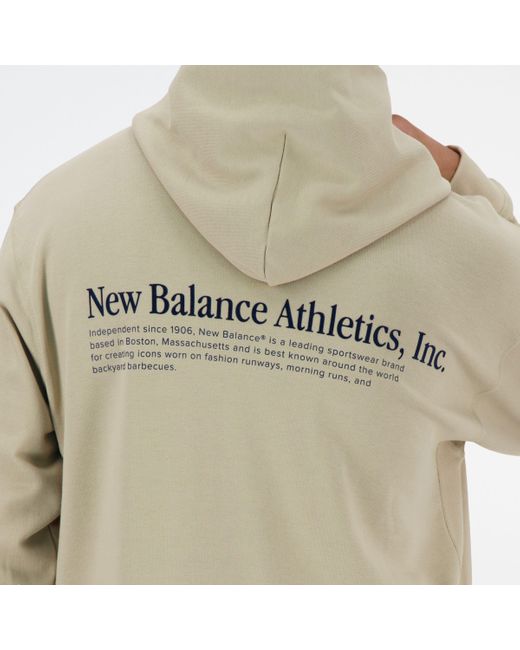 New Balance Athletics Embroidered Hoodie in het Natural voor heren