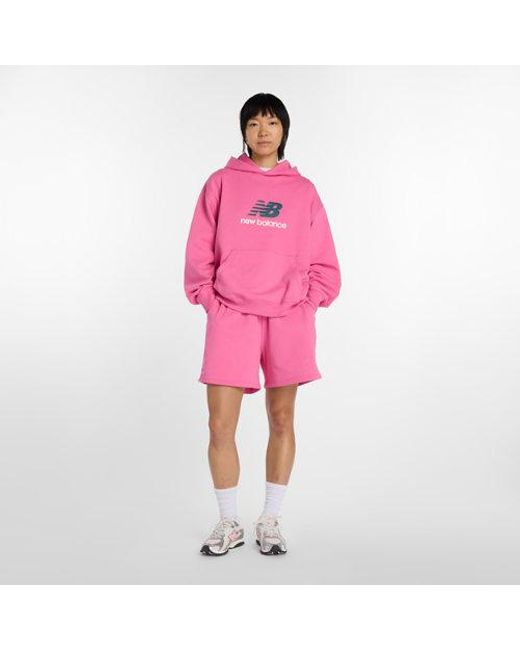 New Balance Pink Athletics French Terry Logo Hoodie