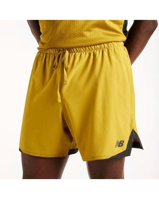New Balance Yellow Rc Essential Short 5" for men