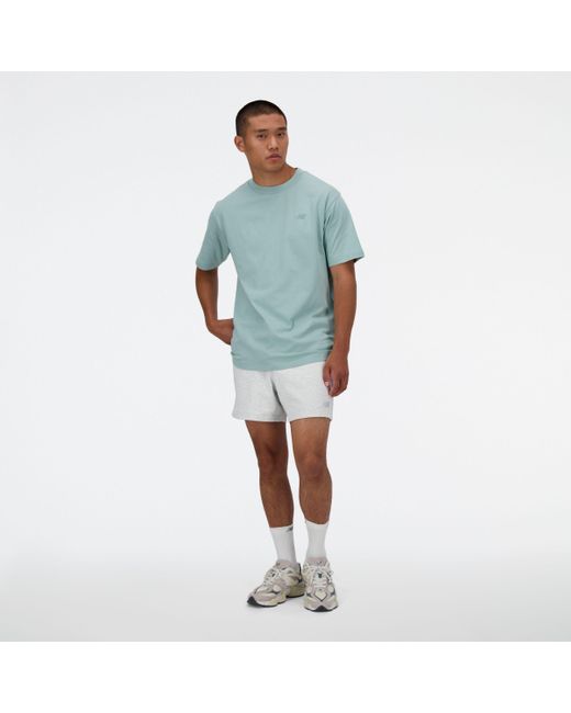 New Balance Blue Athletics Cotton T-shirt In Green for men