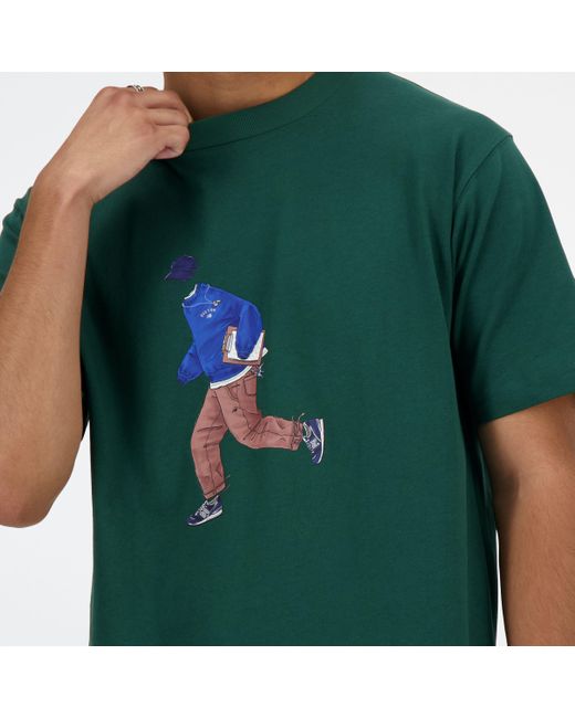 Athletics sport style t-shirt in verde di New Balance in Green da Uomo