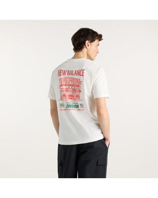 New Balance White Grab A Bite London T-Shirt for men