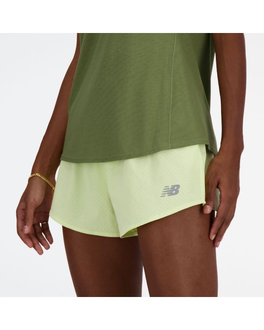New Balance Rc Short 3" In Green Polywoven