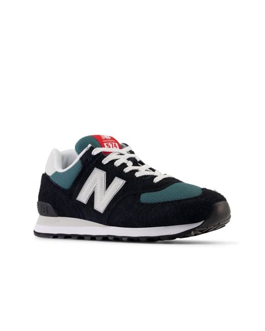 New Balance Blue 574 In Black/grey Suede/mesh for men