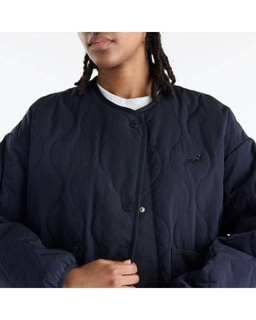 New Balance Blue Quilted Bomber