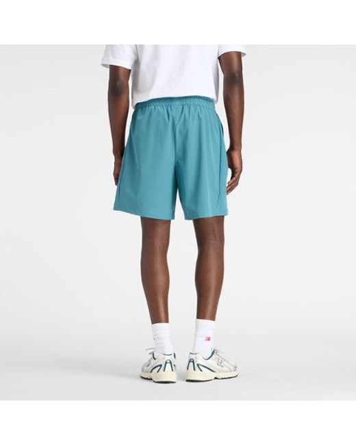New Balance Blue Athletics Stretch Woven Short 7" for men