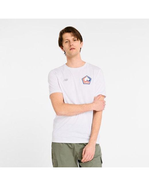 New Balance Lille Losc Graphic Heathertech T-Shirt in het White voor heren