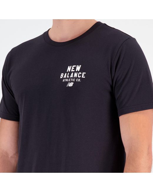 New Balance Blue Sport Core Graphic Cotton Jersey Short Sleeve T-shirt In Black for men