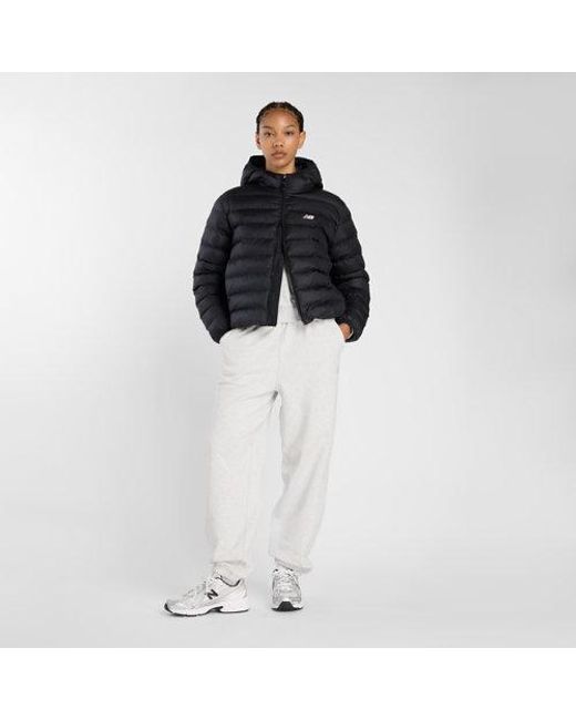New Balance Black Sport Essentials Hooded Puffer Jacket