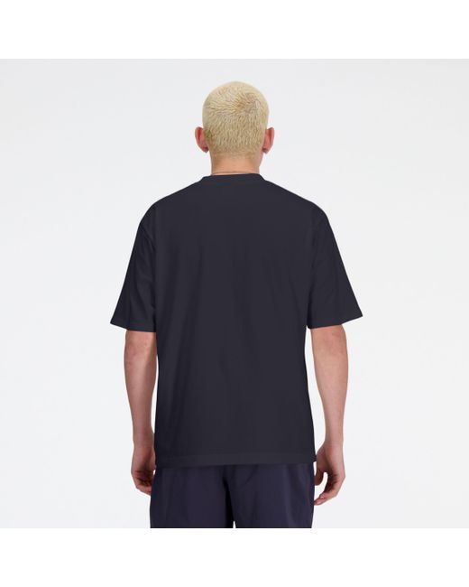 New Balance Blue Archive Oversized T-shirt In Black Cotton for men