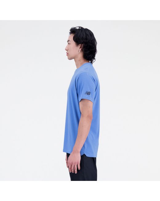 New Balance R.w. Tech Tee With Dri-release In Blue Poly Knit for men