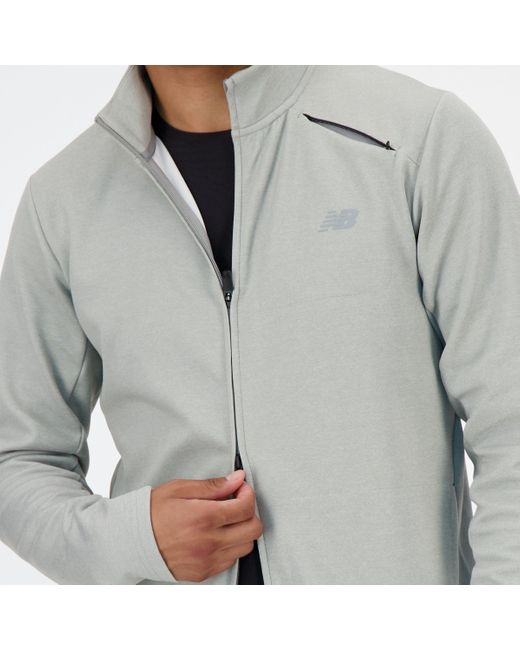 New Balance Gray Tech Knit Full Zip In Grey Poly Knit for men