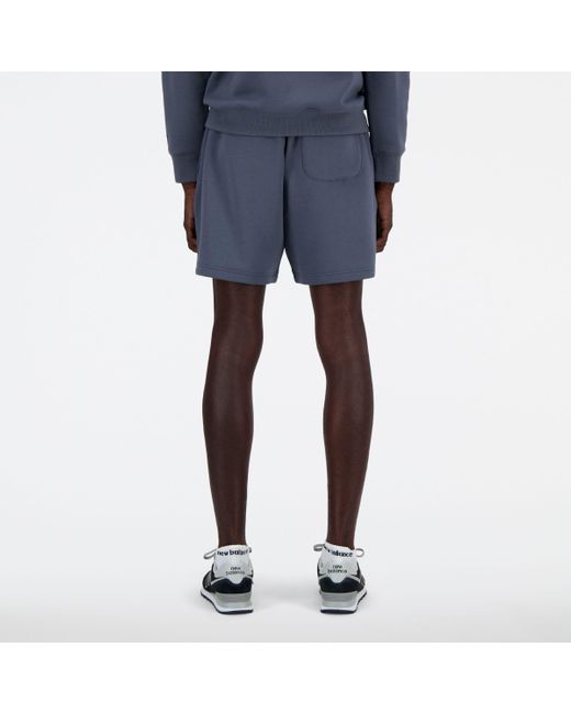 New Balance Black Iconic Collegiate Fleece Short 7" In Grey Poly Fleece for men