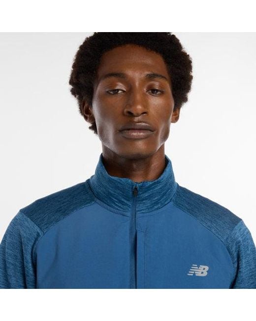 New Balance Blue Rc Essential Heat Grid 1/2 Zip for men