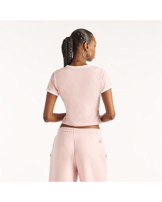 New Balance Pink Trackside Ringer T-Shirt