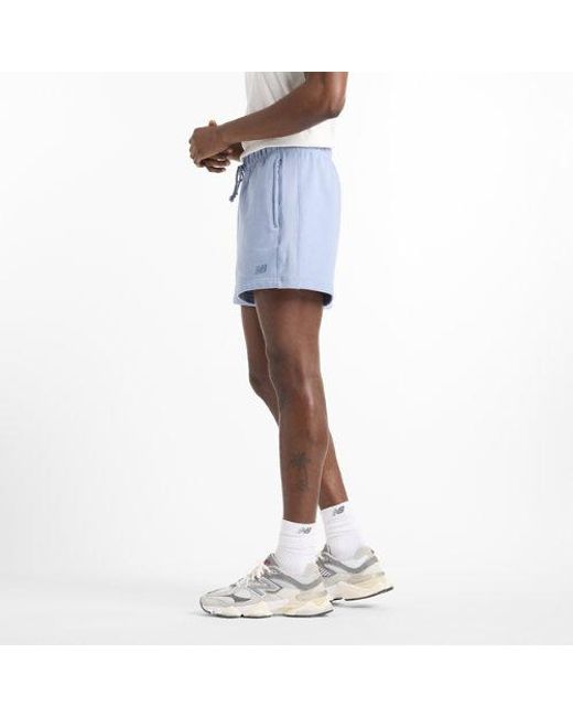 New Balance Athletics French Terry Short 5" In Blue Cotton for men