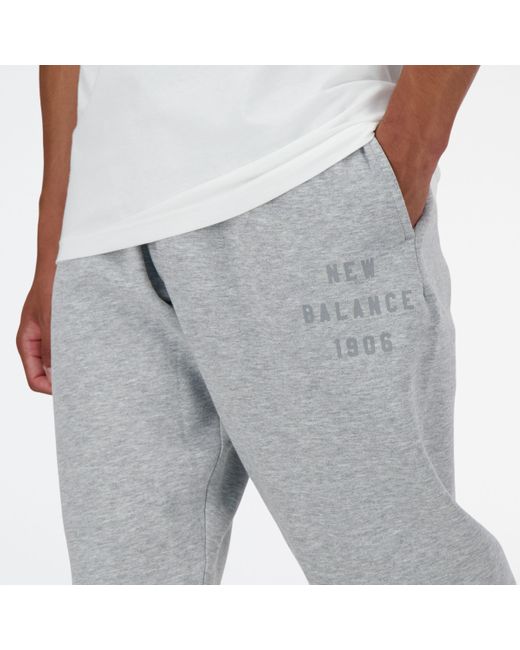 New Balance Gray Iconic Collegiate Fleece jogger In Light Grey Poly Fleece for men