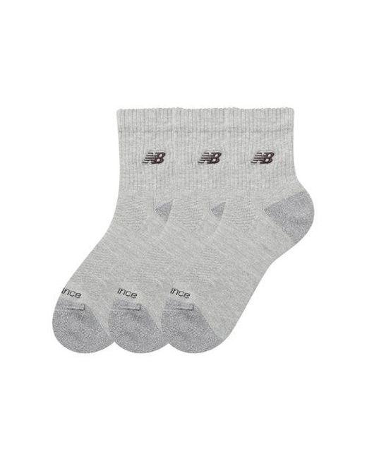 New Balance Gray Active Premium Qtr 3 Pack Socks 3 Pack