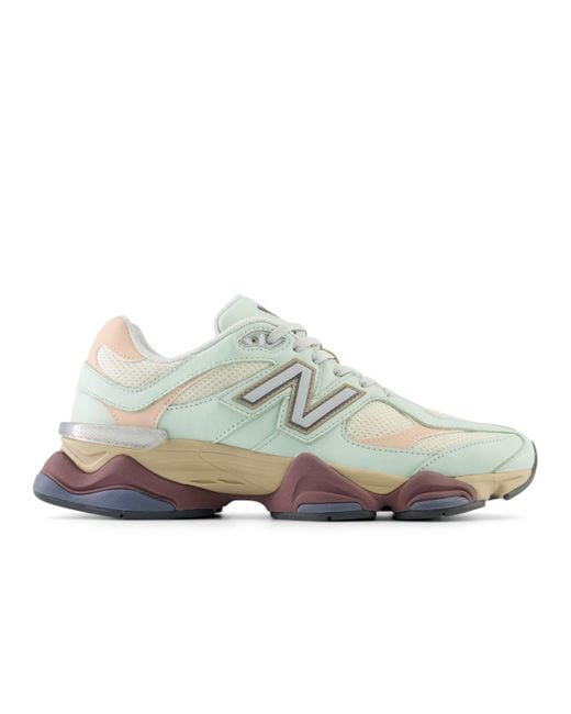 New Balance Gray 9060 In Green/beige/pink Leather