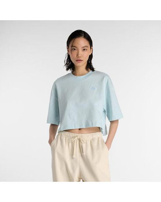 New Balance Blue Damen Logo Oversized Jersey T-Shirt