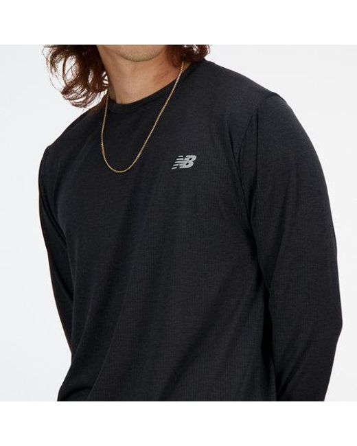 New Balance Black Athletics Long Sleeve Clothing, Polyester for men